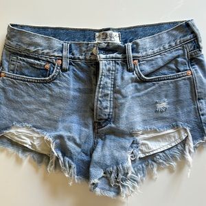 Free People Denim Cutoffs- size 26- EUC- Loving Good Vibrations style
